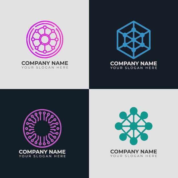 Paquete de logotipo de tecnología y redes