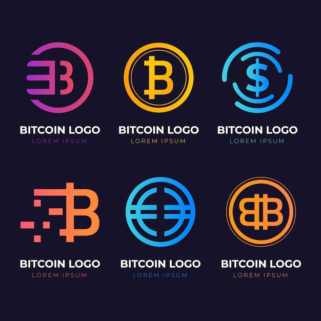 Paquete de logotipos degradados de bitcoin