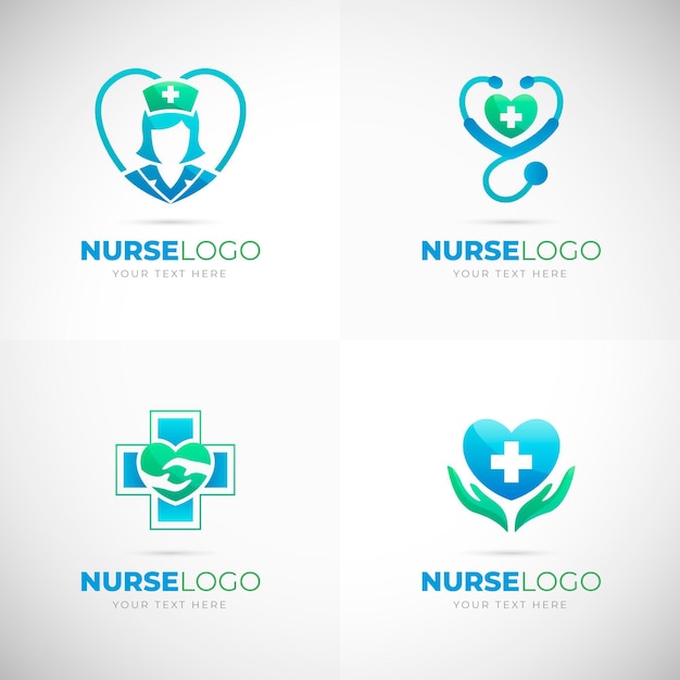 Vector paquete de logotipos de enfermeras gradiente