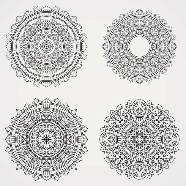 Paquete de mandala de flores con adornos adecuados para fotos de tatuajes de henna libros para colorear islam hindubuddha india pakistan chino árabe