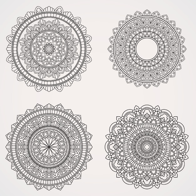 Paquete de mandala de flores con adornos adecuados para fotos de tatuajes de henna libros para colorear islam hindubuddha india pakistan chino árabe