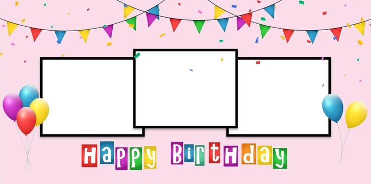 El paquete de marcos de collage de cumpleaños