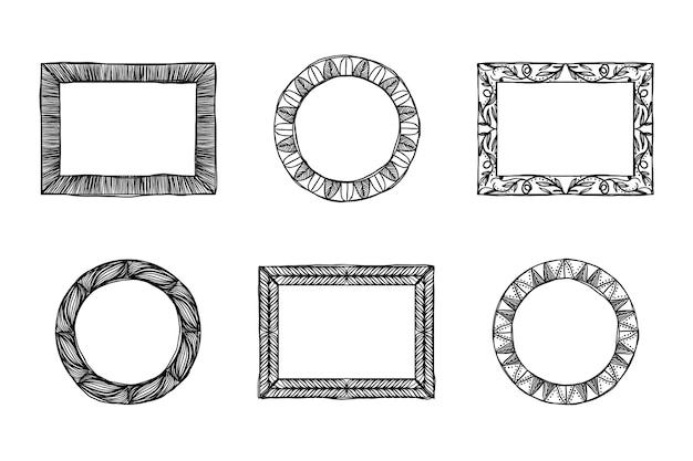 Vector paquete de marcos de doodle dibujados a mano