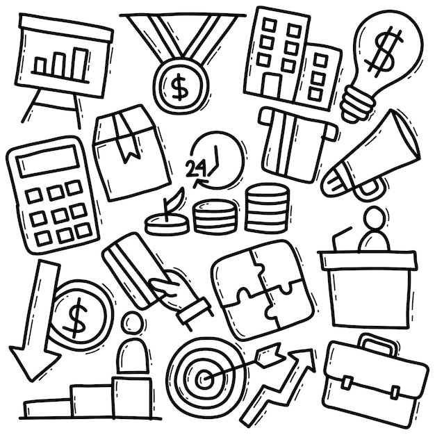 Paquete de negocios en estilo Doodle