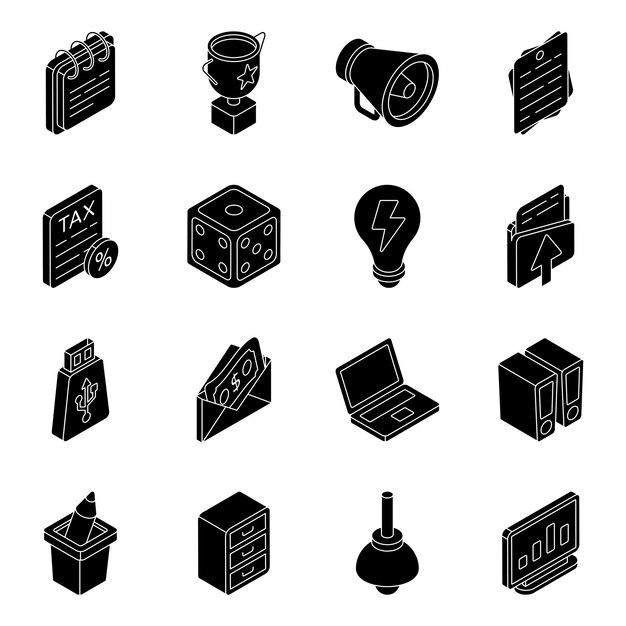 El paquete de negocios y finanzas Solid Icon