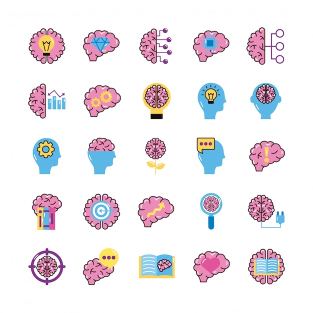 Paquete de órganos cerebrales establecer iconos