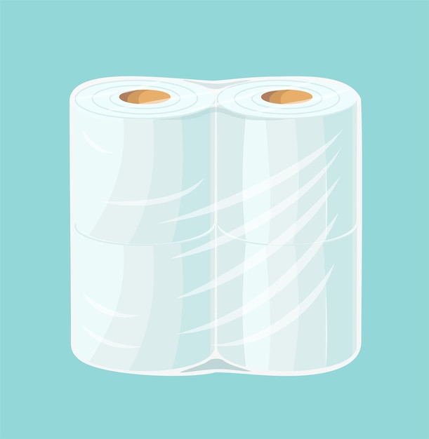 Paquete de papel higiénico blanco con envoltura transparente plantilla para su diseño ilustración vectorial