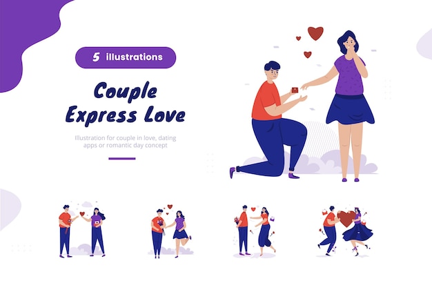 Vector paquete de paquete de ilustración de amor expreso de pareja