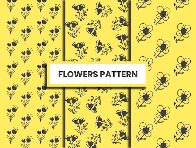 Paquete de patrón de flores de vector premium