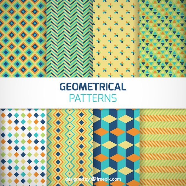 Vector paquete de patrones geométricos de colores