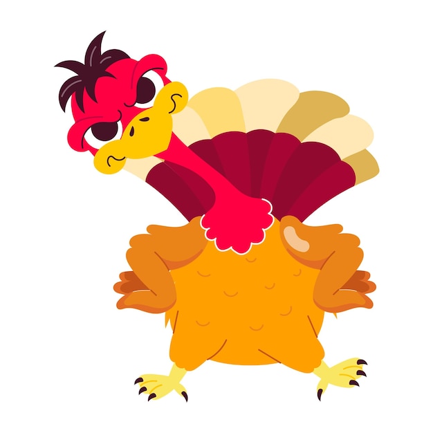 Paquete de pavo de Acción de Gracias de estilo plano en diferentes posturas
