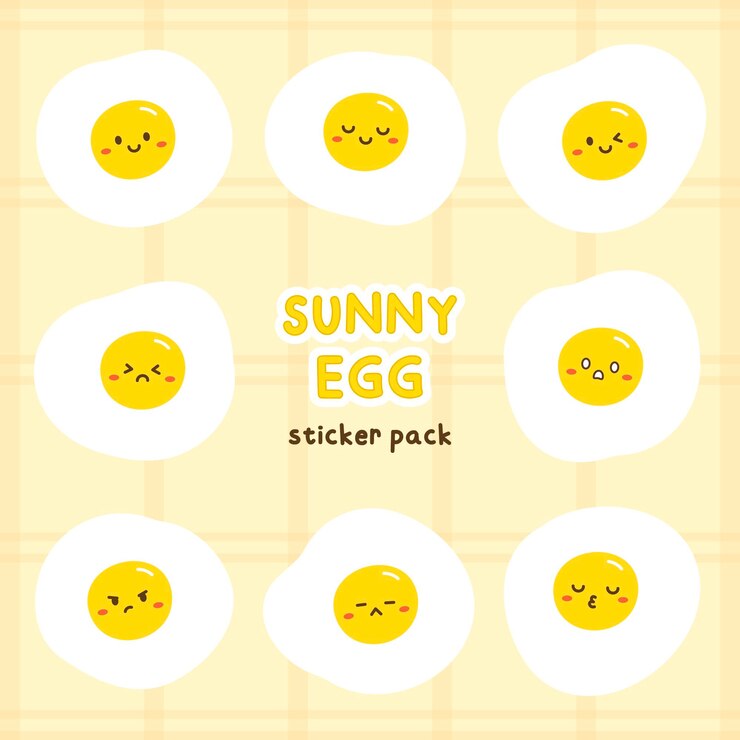 Paquete de pegatinas Emoji de huevo soleado