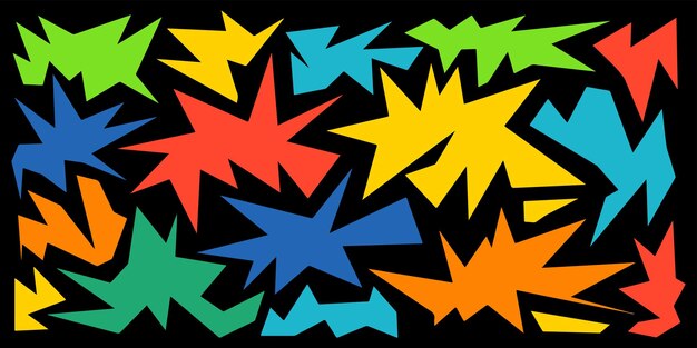 Paquete de pegatinas de formas abstractas Conjunto vectorial de formas orgánicas abstractas Estilo de dibujos animados retro de los años 90 y 00