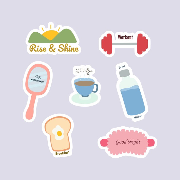 Paquete de pegatinas motivacionales diarias dibujadas a mano