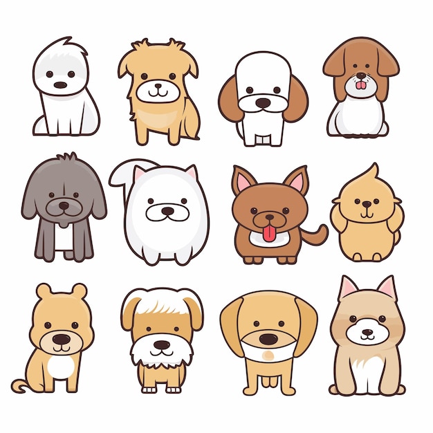 Vector paquete de pegatinas para perros