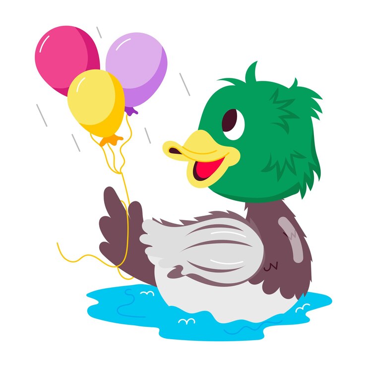 Vector el paquete de pegatinas planas de patito lindo