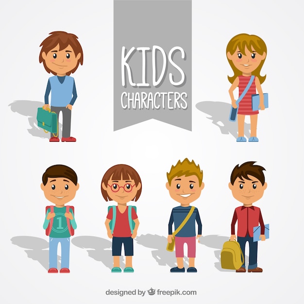 Vector paquete de personajes de niños