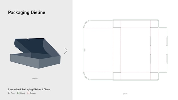 Paquete personalizado Dieline Paquete de corte de la caja Dieline