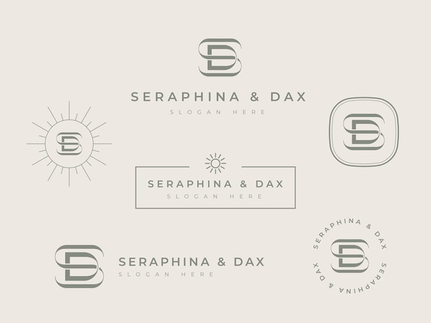 Paquete de plantilla de logotipo Letra inicial SD para negocios de cosméticos de belleza