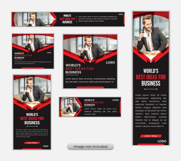 Paquete de plantillas de diseño de banner web de negocios vectoriales portada de promoción de redes sociales