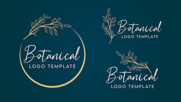 Paquete de plantillas de diseño de logotipo de hojas florales botánicas hermosas 03