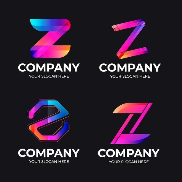 Paquete de plantillas de logotipo de letra z degradado