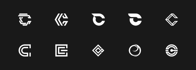 el paquete de plantillas premium de la letra c del logotipo del vector