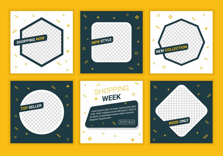 Paquete de publicación de redes sociales de moda de moda Promo gran venta para el nuevo producto de colección Banners de redes sociales de fondo de plantilla para marketing digital tienda en línea Ilustración vectorial
