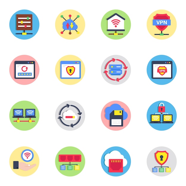 Paquete de red y alojamiento Flat Icon