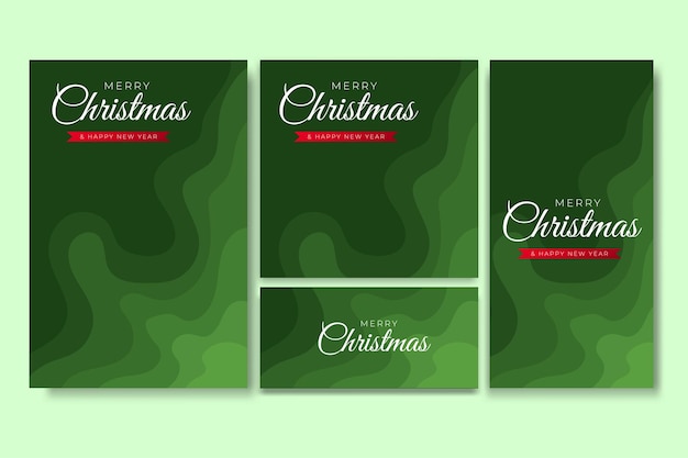 Paquete de redes sociales y folleto de Feliz Navidad con fondo abstracto geométrico