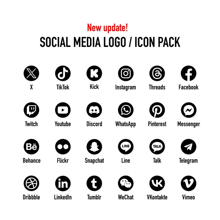 Vector paquete redondo de iconos de redes sociales nuevos logotipos y símbolos de redes sociales 2023