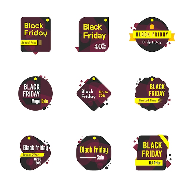 Paquete de retro black friday badge