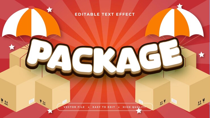 Vector paquete rojo y naranja estilo de fuente de efecto de texto editable en 3d