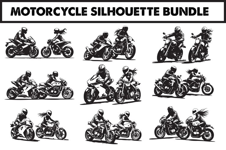 El paquete de silueta de acrobacias de motocicleta