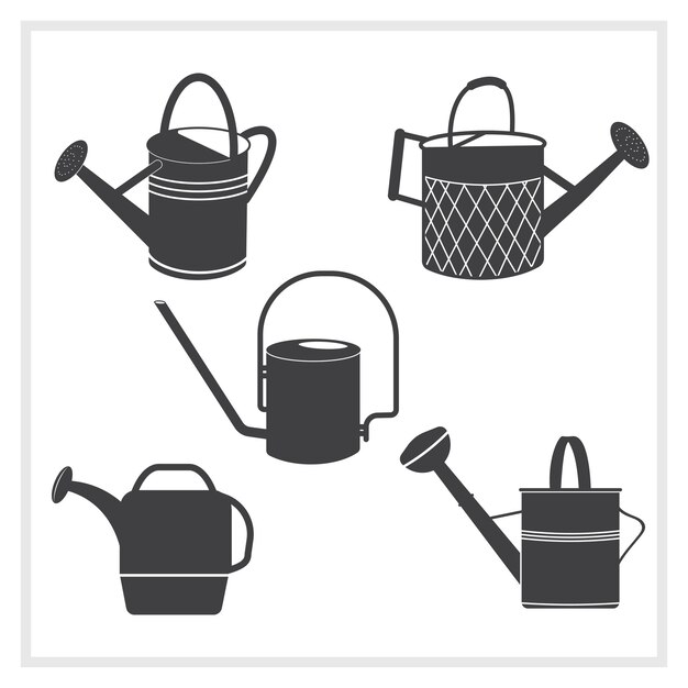 El paquete de silueta del clipart vectorial de la lata de riego