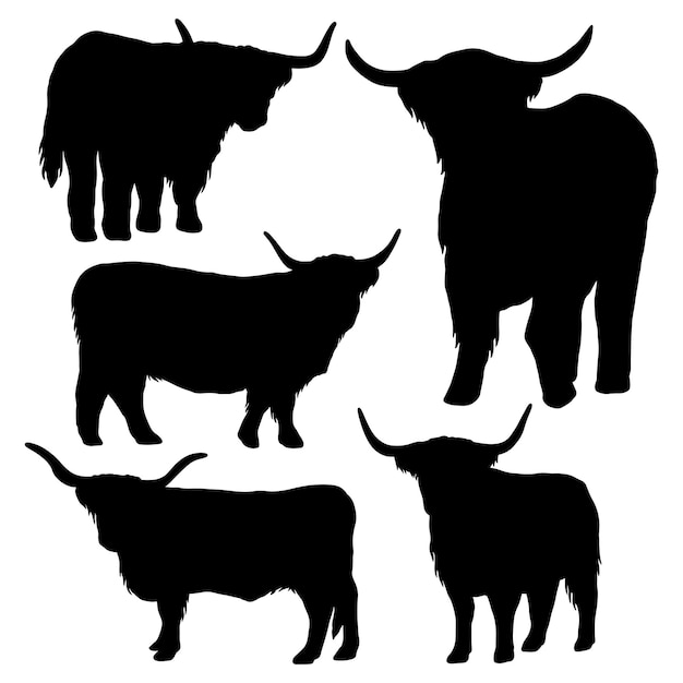 Paquete de silueta de vaca de las tierras altas