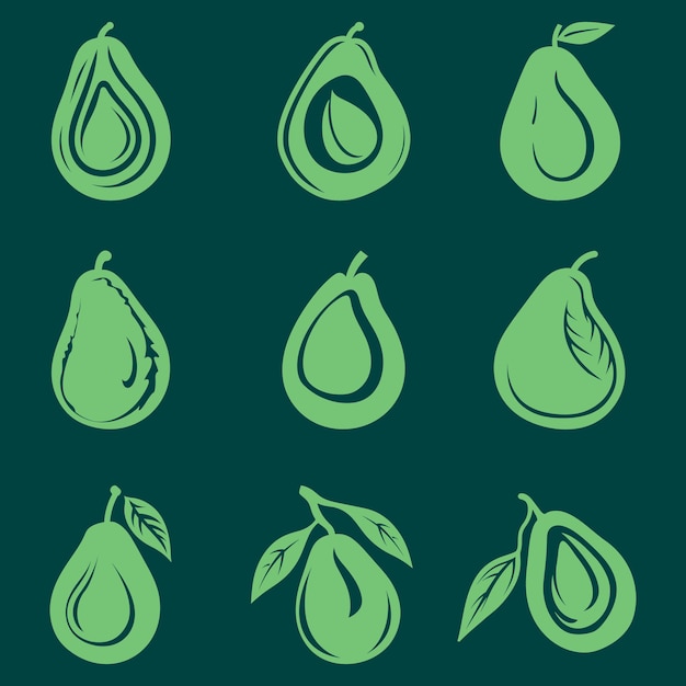 Paquete de silueta vectorial de armonía de aguacate