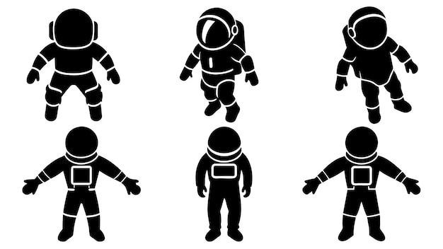 El paquete de silueta vectorial del astronauta aislado sobre un fondo blanco 6