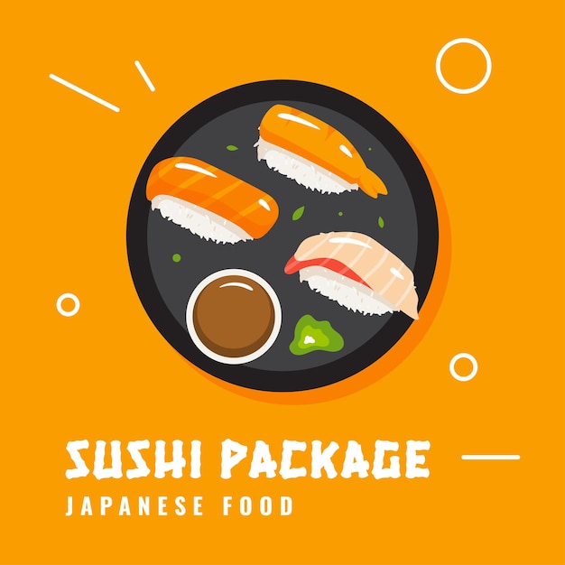 Paquete de sushi de comida tradicional japonesa