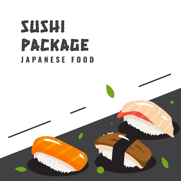 Paquete de sushi de comida tradicional japonesa
