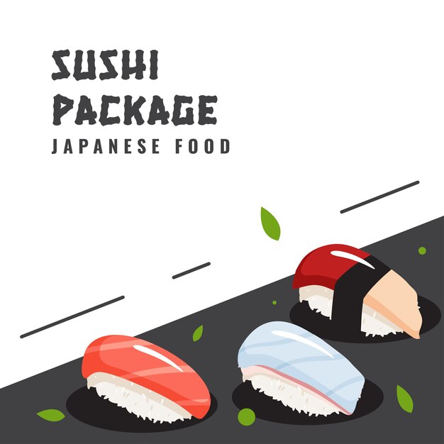 Paquete de sushi de comida tradicional japonesa