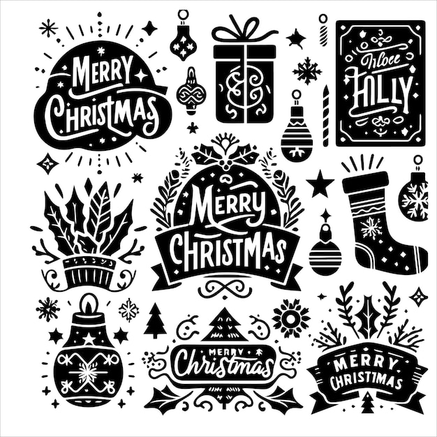 Paquete SVG de Navidad Feliz Navidad svg Adornos navideños Svg Invierno svg Navidad divertida svg