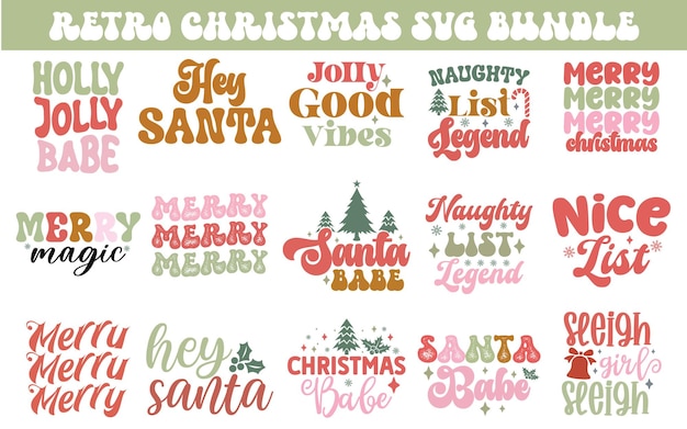 El paquete de Svg de Navidad retro