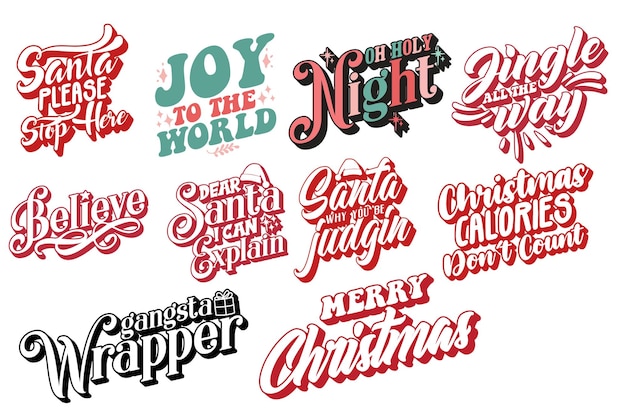 Vector paquete svg de navidad retro