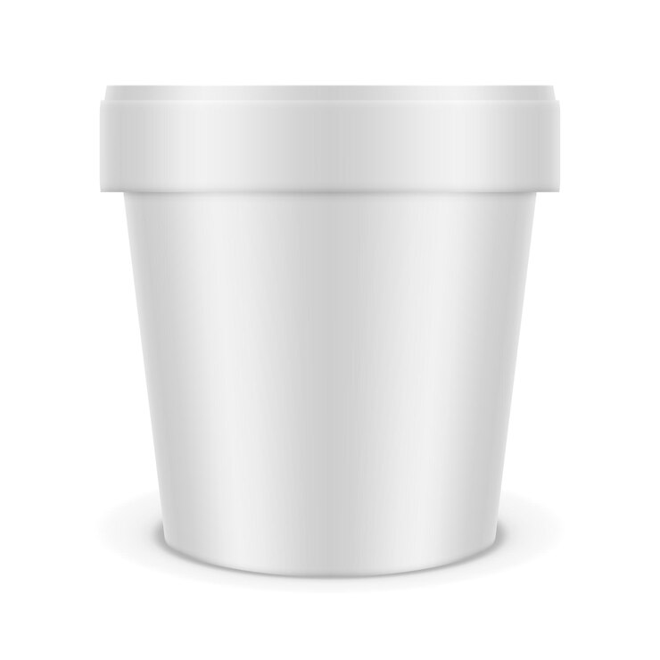 Vector paquete de taza de helado redondo blanco 3d