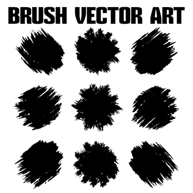 El paquete de textura vectorial de pincel grunge abstracto negro