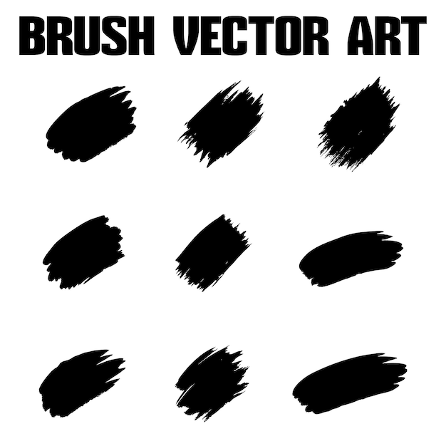 El paquete de textura vectorial de pincel grunge abstracto negro