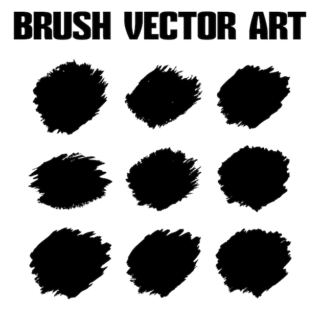 El paquete de textura vectorial de pincel grunge abstracto negro