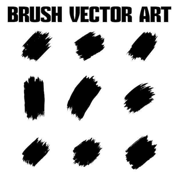 El paquete de textura vectorial de pincel grunge abstracto negro