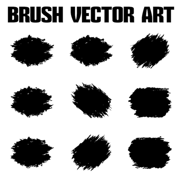 El paquete de textura vectorial de pincel grunge abstracto negro